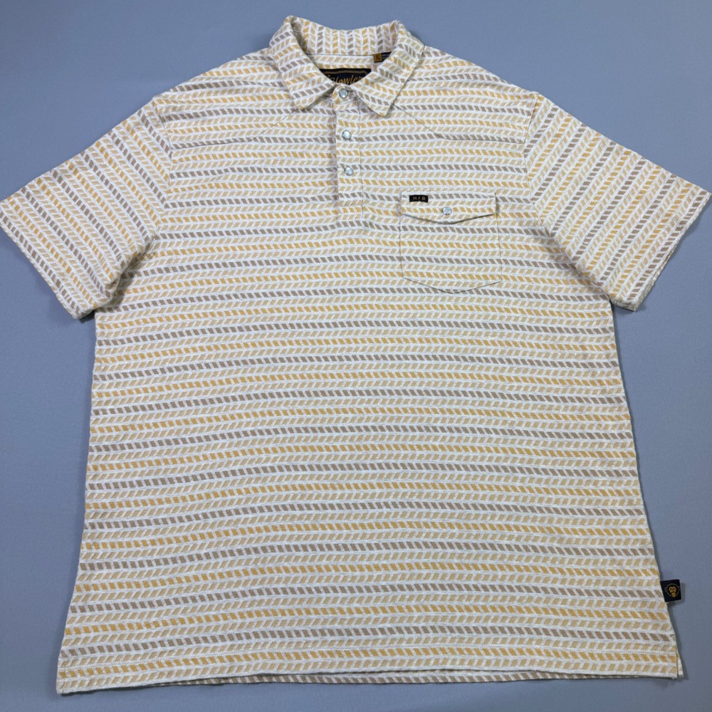Howler Brothers Geometric Chevron Polo Shirt Mens XL Yellow Pearl Snap Western